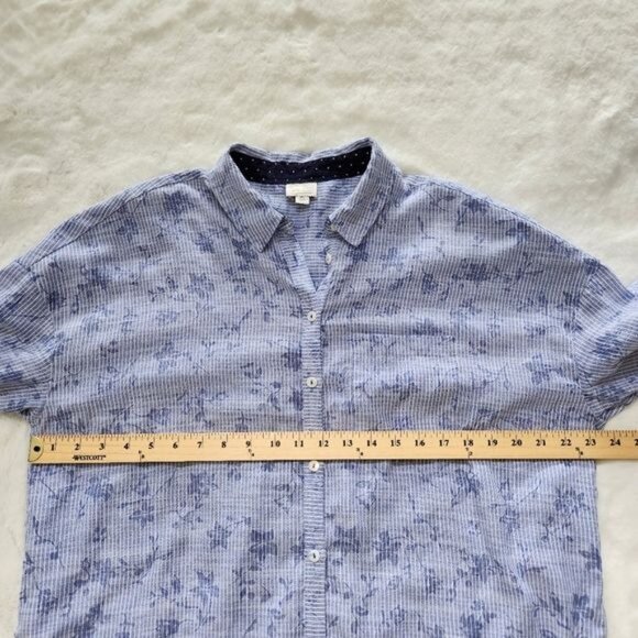 Anthropologie Postmark  Blue White Striped Floral Long Sleeve Button Up … - Picture 10 of 12